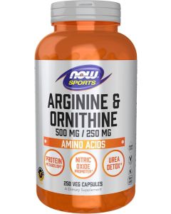 NOW Sports Arginine & Ornithine Amino Acids 250 Veggie Caps - supplemynts.com
